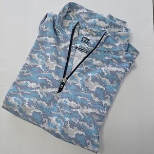 Men's Cutter & Buck x Kenny Chesney 2022 Mock Neck 1/4 Zip - Blue Camo - Large